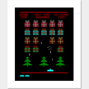 Ugly Christmas Space Invaders Posters and Art